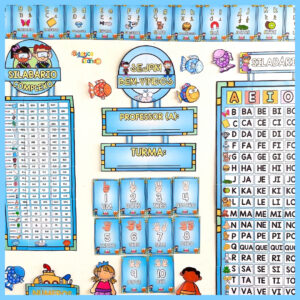 Kit organizaçao sala de aula - Tema: Fundo do mar