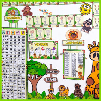 Kit organizaçao sala de aula - Tema: Safari