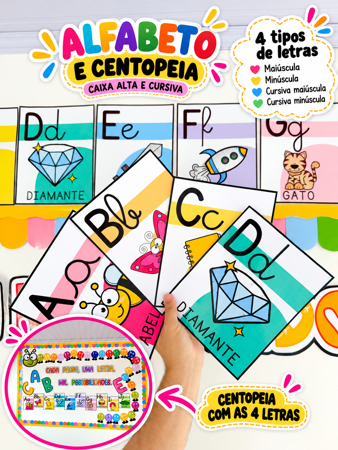 Alfabeto e Centopeia - Cursivo e Maiúscula – Possibilidades