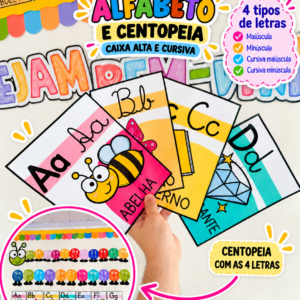Alfabeto e Centopeia – Possibilidades – Caixa Alta e Cursiva, Maiúsculas e Minúsculas